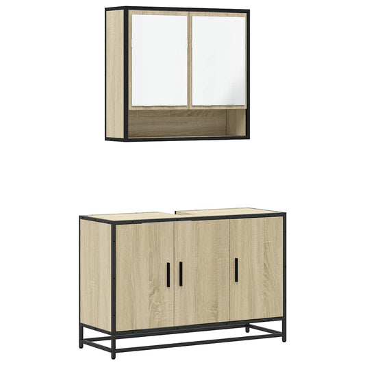 2 Piece Bathroom Furniture Set Sonoma Oak Engineered Wood 2 Piece Bathroom Furniture Set Sonoma Oak Engineered Wood