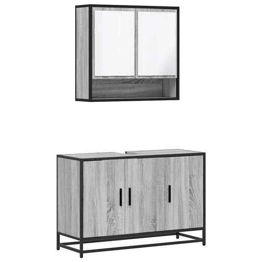 2 Piece Bathroom Furniture Set Grey Sonoma Engineered Wood 2 Piece Bathroom Furniture Set Grey Sonoma Engineered Wood