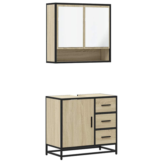 2 Piece Bathroom Furniture Set Sonoma Oak Engineered Wood 2 Piece Bathroom Furniture Set Sonoma Oak Engineered Wood