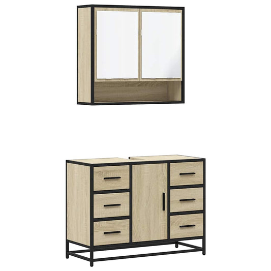 2 Piece Bathroom Furniture Set Sonoma Oak Engineered Wood 2 Piece Bathroom Furniture Set Sonoma Oak Engineered Wood