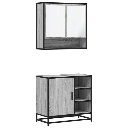 2 Piece Bathroom Furniture Set Grey Sonoma Engineered Wood 2 Piece Bathroom Furniture Set Grey Sonoma Engineered Wood