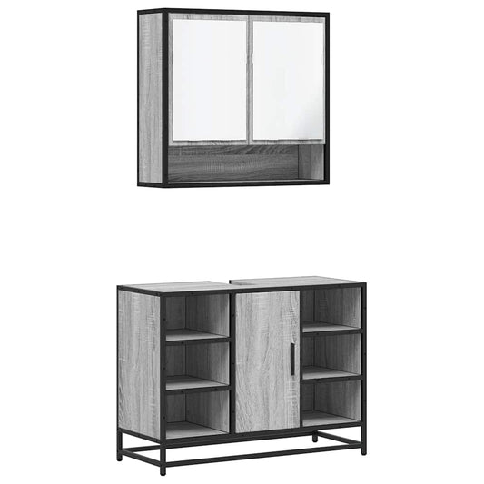 2 Piece Bathroom Furniture Set Grey Sonoma Engineered Wood 2 Piece Bathroom Furniture Set Grey Sonoma Engineered Wood
