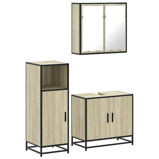 3 Piece Bathroom Furniture Set Sonoma Oak Engineered Wood 3 Piece Bathroom Furniture Set Sonoma Oak Engineered Wood