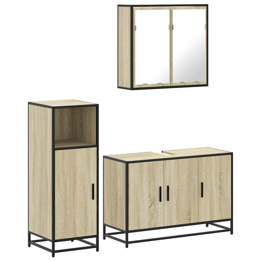 3 Piece Bathroom Furniture Set Sonoma Oak Engineered Wood 3 Piece Bathroom Furniture Set Sonoma Oak Engineered Wood