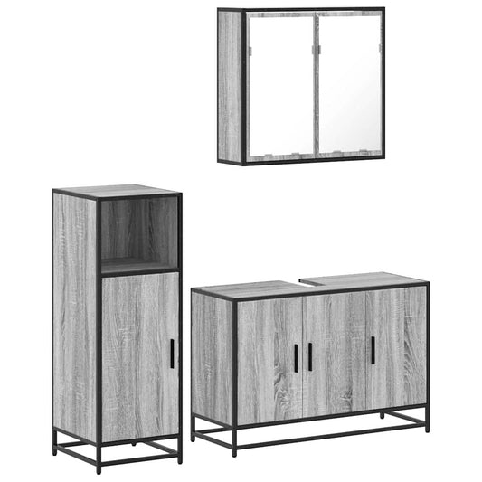 3 Piece Bathroom Furniture Set Grey Sonoma Engineered Wood 3 Piece Bathroom Furniture Set Grey Sonoma Engineered Wood