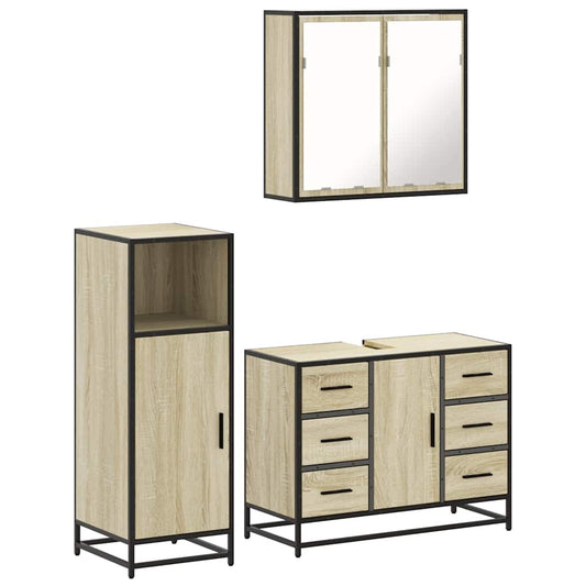 3 Piece Bathroom Furniture Set Sonoma Oak Engineered Wood 3 Piece Bathroom Furniture Set Sonoma Oak Engineered Wood