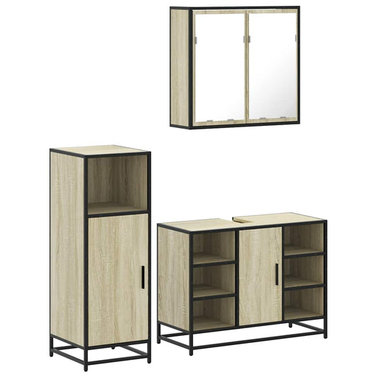 3 Piece Bathroom Furniture Set Sonoma Oak Engineered Wood 3 Piece Bathroom Furniture Set Sonoma Oak Engineered Wood