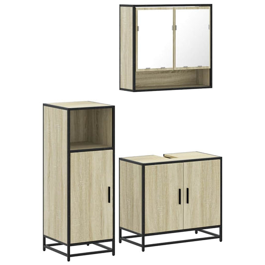 3 Piece Bathroom Furniture Set Sonoma Oak Engineered Wood 3 Piece Bathroom Furniture Set Sonoma Oak Engineered Wood
