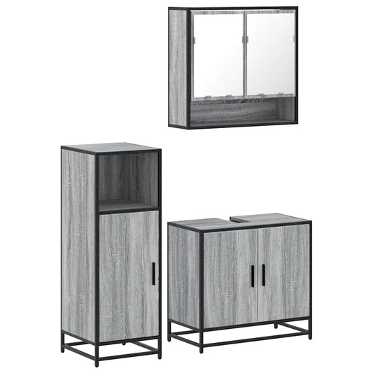 3 Piece Bathroom Furniture Set Grey Sonoma Engineered Wood 3 Piece Bathroom Furniture Set Grey Sonoma Engineered Wood
