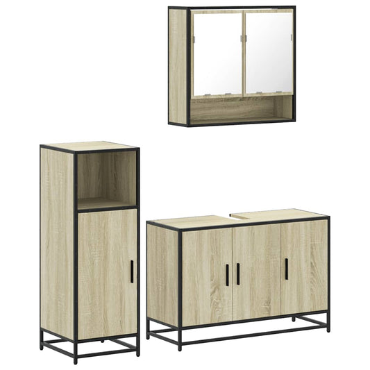 3 Piece Bathroom Furniture Set Sonoma Oak Engineered Wood 3 Piece Bathroom Furniture Set Sonoma Oak Engineered Wood