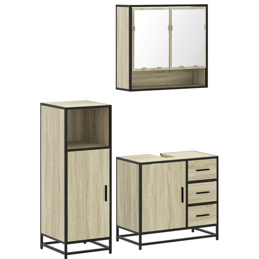 3 Piece Bathroom Furniture Set Sonoma Oak Engineered Wood 3 Piece Bathroom Furniture Set Sonoma Oak Engineered Wood