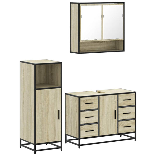 3 Piece Bathroom Furniture Set Sonoma Oak Engineered Wood 3 Piece Bathroom Furniture Set Sonoma Oak Engineered Wood