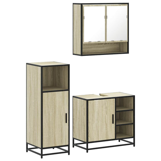 3 Piece Bathroom Furniture Set Sonoma Oak Engineered Wood 3 Piece Bathroom Furniture Set Sonoma Oak Engineered Wood