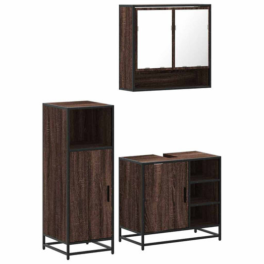 3 Piece Bathroom Furniture Set Brown Oak Engineered Wood 3 Piece Bathroom Furniture Set Brown Oak Engineered Wood