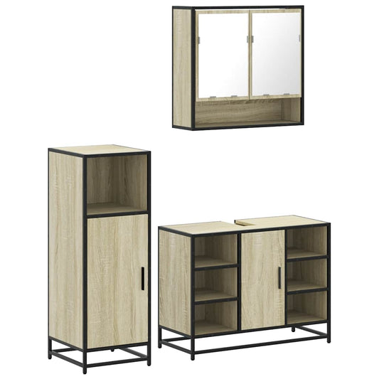 3 Piece Bathroom Furniture Set Sonoma Oak Engineered Wood 3 Piece Bathroom Furniture Set Sonoma Oak Engineered Wood