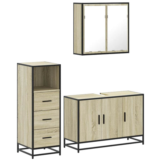 3 Piece Bathroom Furniture Set Sonoma Oak Engineered Wood 3 Piece Bathroom Furniture Set Sonoma Oak Engineered Wood