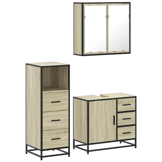 3 Piece Bathroom Furniture Set Sonoma Oak Engineered Wood 3 Piece Bathroom Furniture Set Sonoma Oak Engineered Wood