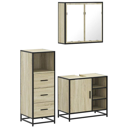 3 Piece Bathroom Furniture Set Sonoma Oak Engineered Wood 3 Piece Bathroom Furniture Set Sonoma Oak Engineered Wood