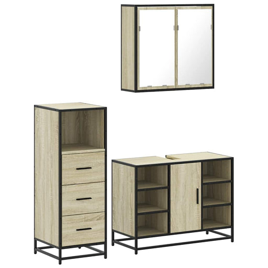 3 Piece Bathroom Furniture Set Sonoma Oak Engineered Wood 3 Piece Bathroom Furniture Set Sonoma Oak Engineered Wood