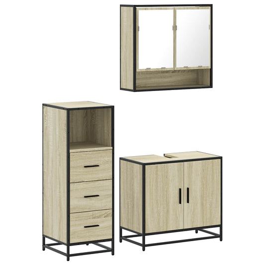 3 Piece Bathroom Furniture Set Sonoma Oak Engineered Wood 3 Piece Bathroom Furniture Set Sonoma Oak Engineered Wood