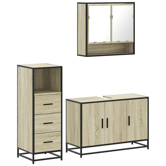 3 Piece Bathroom Furniture Set Sonoma Oak Engineered Wood 3 Piece Bathroom Furniture Set Sonoma Oak Engineered Wood