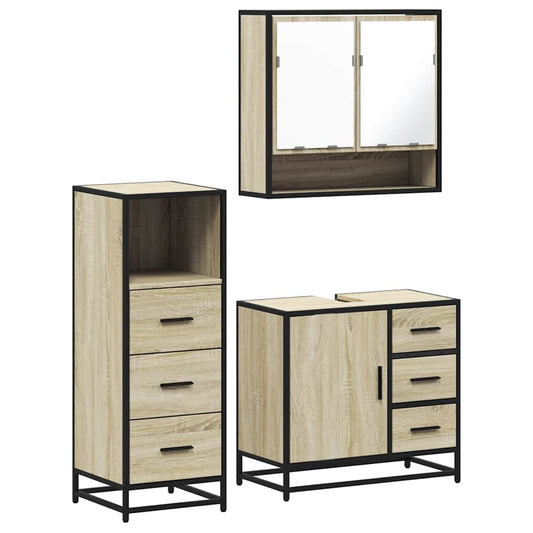 3 Piece Bathroom Furniture Set Sonoma Oak Engineered Wood 3 Piece Bathroom Furniture Set Sonoma Oak Engineered Wood