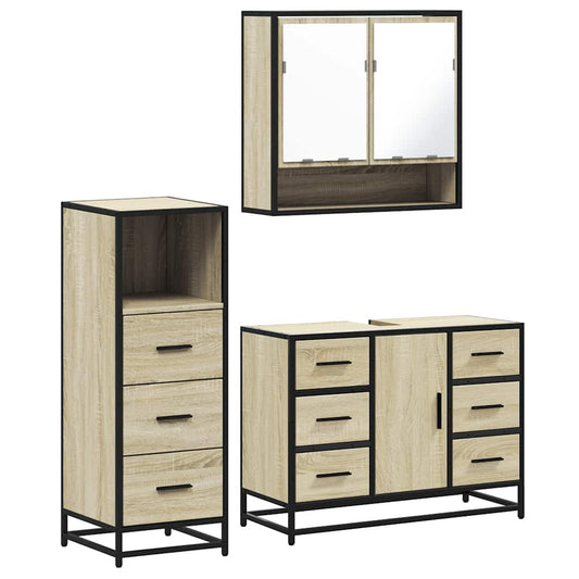3 Piece Bathroom Furniture Set Sonoma Oak Engineered Wood 3 Piece Bathroom Furniture Set Sonoma Oak Engineered Wood