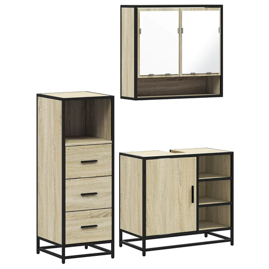 3 Piece Bathroom Furniture Set Sonoma Oak Engineered Wood 3 Piece Bathroom Furniture Set Sonoma Oak Engineered Wood