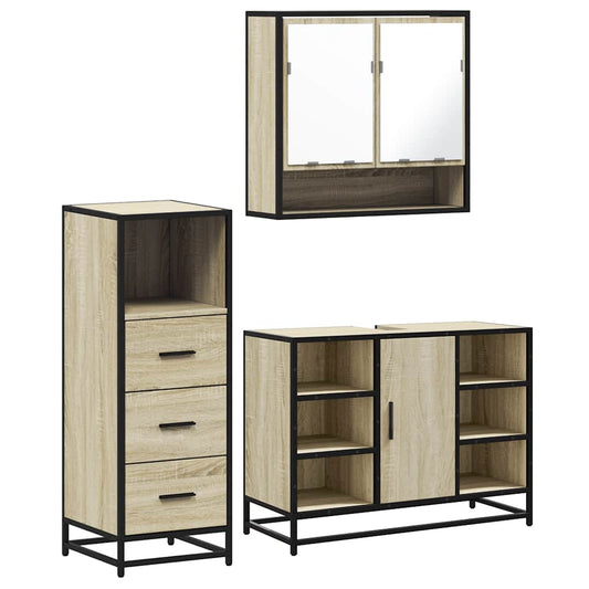 3 Piece Bathroom Furniture Set Sonoma Oak Engineered Wood 3 Piece Bathroom Furniture Set Sonoma Oak Engineered Wood