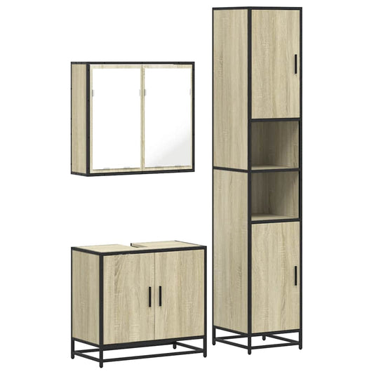 3 Piece Bathroom Furniture Set Sonoma Oak Engineered Wood 3 Piece Bathroom Furniture Set Sonoma Oak Engineered Wood