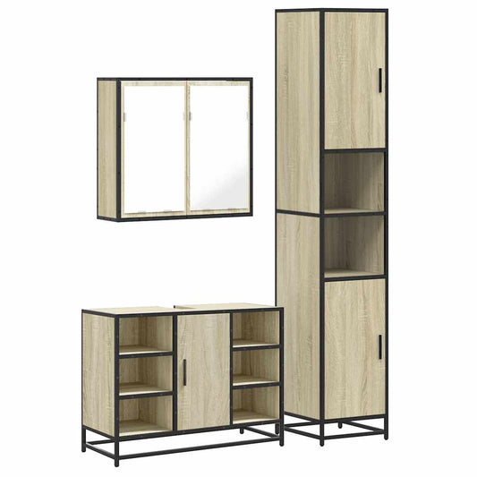 3 Piece Bathroom Furniture Set Sonoma Oak Engineered Wood 3 Piece Bathroom Furniture Set Sonoma Oak Engineered Wood