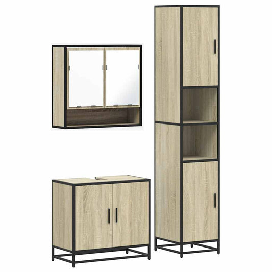 3 Piece Bathroom Furniture Set Sonoma Oak Engineered Wood 3 Piece Bathroom Furniture Set Sonoma Oak Engineered Wood