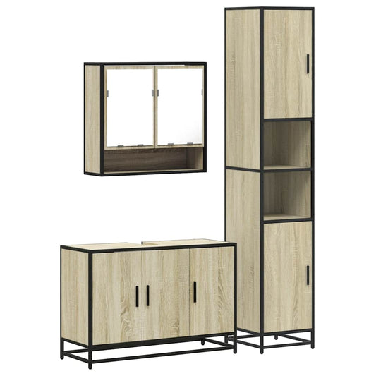 3 Piece Bathroom Furniture Set Sonoma Oak Engineered Wood 3 Piece Bathroom Furniture Set Sonoma Oak Engineered Wood