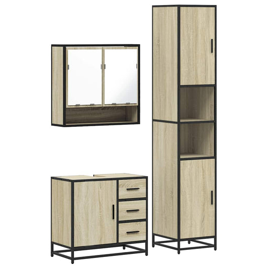 3 Piece Bathroom Furniture Set Sonoma Oak Engineered Wood 3 Piece Bathroom Furniture Set Sonoma Oak Engineered Wood