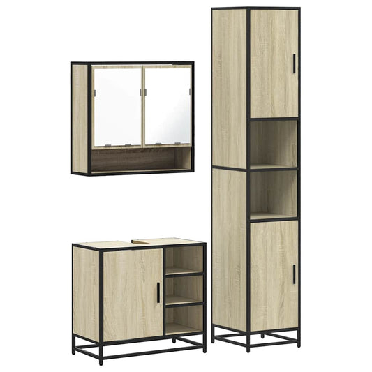 3 Piece Bathroom Furniture Set Sonoma Oak Engineered Wood 3 Piece Bathroom Furniture Set Sonoma Oak Engineered Wood