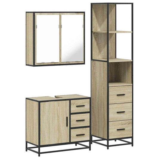 3 Piece Bathroom Furniture Set Sonoma Oak Engineered Wood 3 Piece Bathroom Furniture Set Sonoma Oak Engineered Wood
