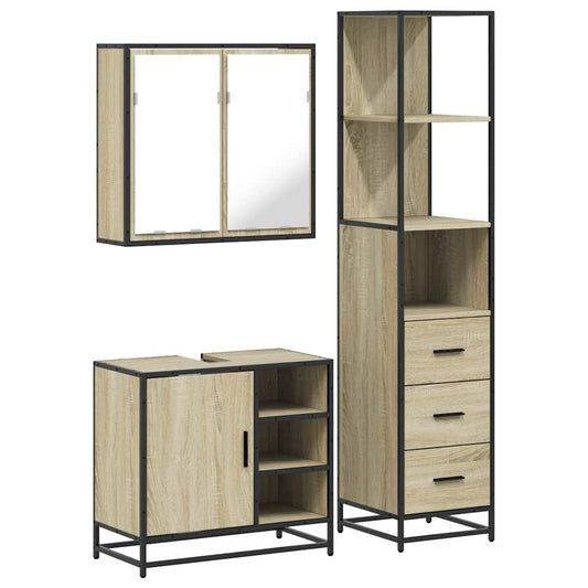 3 Piece Bathroom Furniture Set Sonoma Oak Engineered Wood 3 Piece Bathroom Furniture Set Sonoma Oak Engineered Wood