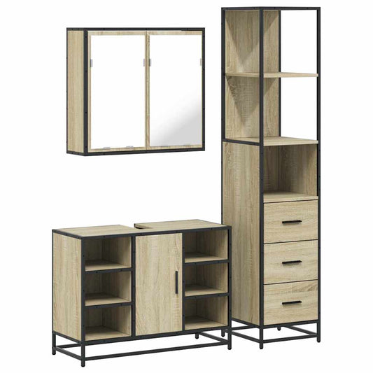 3 Piece Bathroom Furniture Set Sonoma Oak Engineered Wood 3 Piece Bathroom Furniture Set Sonoma Oak Engineered Wood