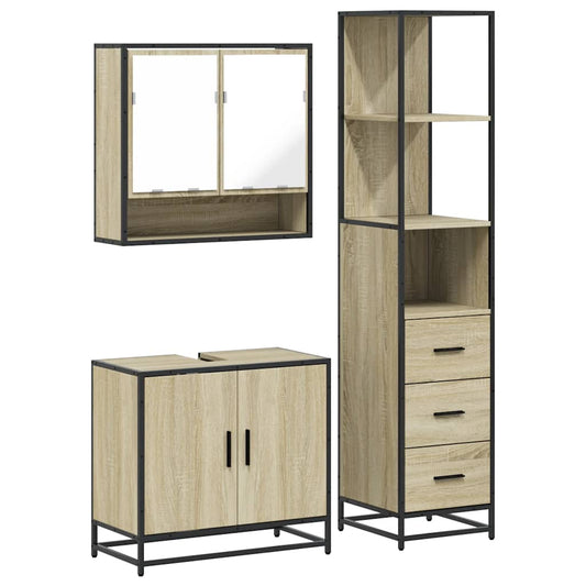 3 Piece Bathroom Furniture Set Sonoma Oak Engineered Wood 3 Piece Bathroom Furniture Set Sonoma Oak Engineered Wood
