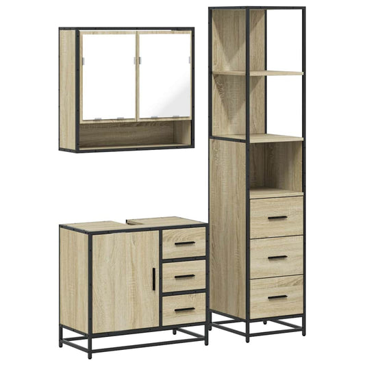 3 Piece Bathroom Furniture Set Sonoma Oak Engineered Wood 3 Piece Bathroom Furniture Set Sonoma Oak Engineered Wood