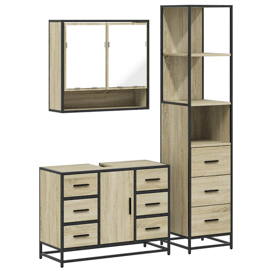 3 Piece Bathroom Furniture Set Sonoma Oak Engineered Wood 3 Piece Bathroom Furniture Set Sonoma Oak Engineered Wood