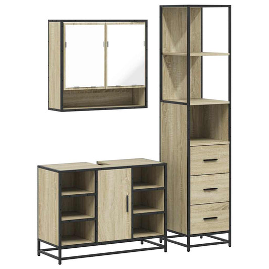 3 Piece Bathroom Furniture Set Sonoma Oak Engineered Wood 3 Piece Bathroom Furniture Set Sonoma Oak Engineered Wood