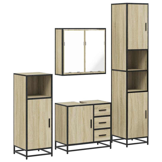4 Piece Bathroom Furniture Set Sonoma Oak Engineered Wood 4 Piece Bathroom Furniture Set Sonoma Oak Engineered Wood