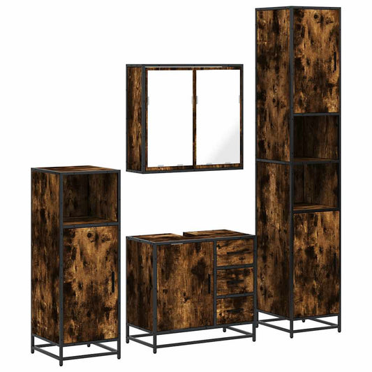 4 Piece Bathroom Furniture Set Smoked Oak Engineered Wood 4 Piece Bathroom Furniture Set Smoked Oak Engineered Wood