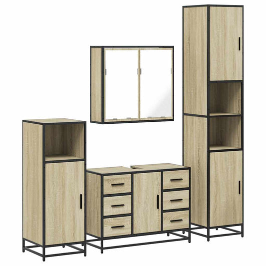 4 Piece Bathroom Furniture Set Sonoma Oak Engineered Wood 4 Piece Bathroom Furniture Set Sonoma Oak Engineered Wood
