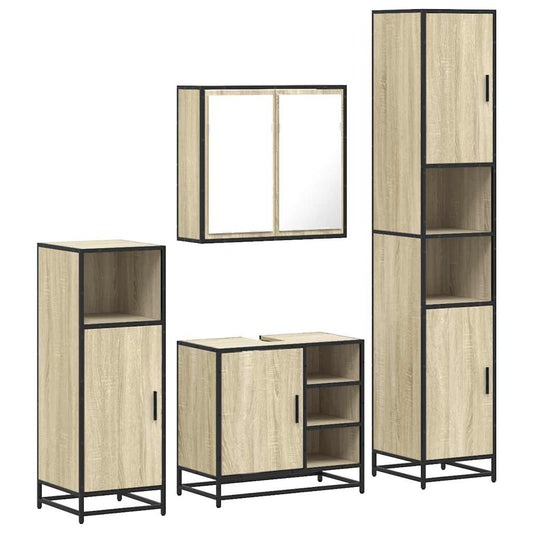 4 Piece Bathroom Furniture Set Sonoma Oak Engineered Wood 4 Piece Bathroom Furniture Set Sonoma Oak Engineered Wood