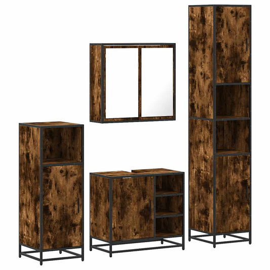 4 Piece Bathroom Furniture Set Smoked Oak Engineered Wood 4 Piece Bathroom Furniture Set Smoked Oak Engineered Wood