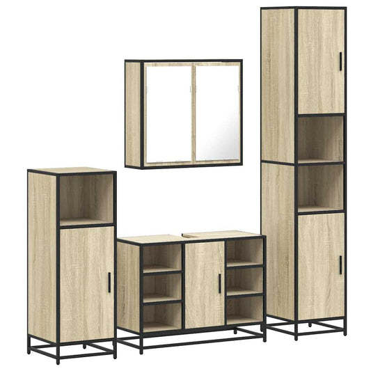 4 Piece Bathroom Furniture Set Sonoma Oak Engineered Wood 4 Piece Bathroom Furniture Set Sonoma Oak Engineered Wood