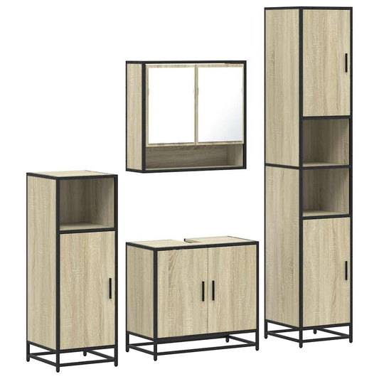 4 Piece Bathroom Furniture Set Sonoma Oak Engineered Wood 4 Piece Bathroom Furniture Set Sonoma Oak Engineered Wood
