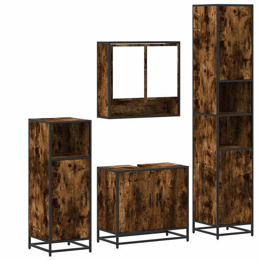 4 Piece Bathroom Furniture Set Smoked Oak Engineered Wood 4 Piece Bathroom Furniture Set Smoked Oak Engineered Wood